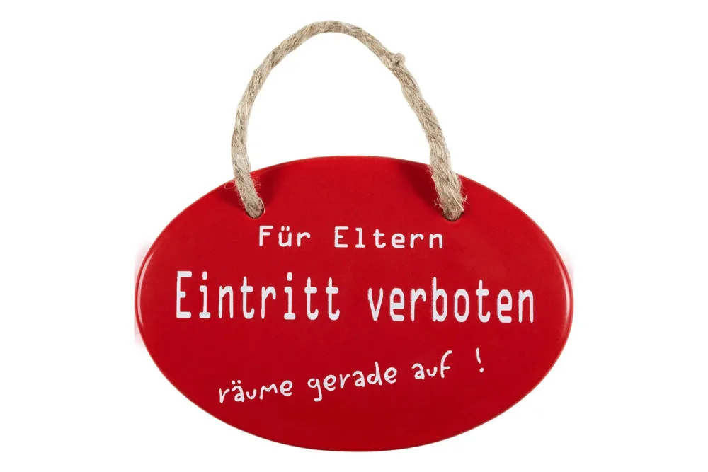 Münder Email Schild Eintritt für Eltern Verboten | 11 × 7 cm
