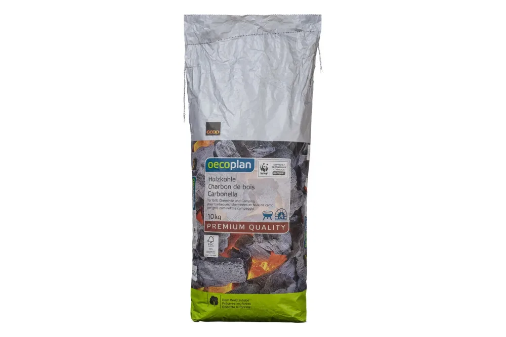 Oecoplan Holzkohle Premium | 10 kg | Schnell anzündbar, optimale Glutbildung, rauchfreie Verbrennung