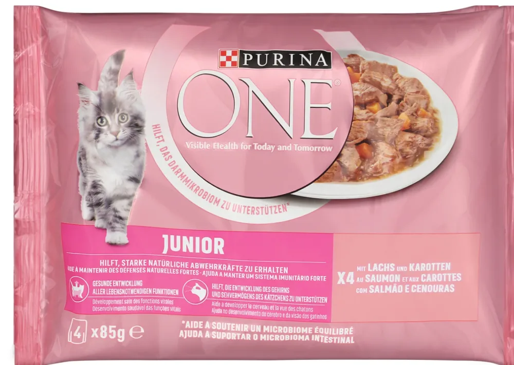 Purina ONE Katzenfutter in Sauce Junior Lachs 4x85g