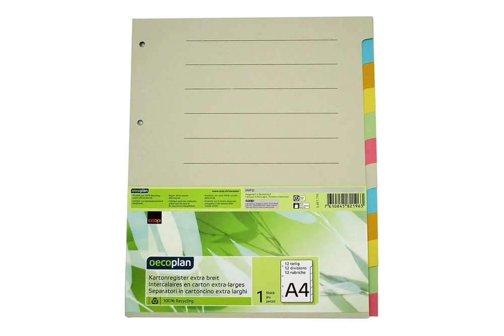 Oecoplan Kartonregister A4 extra-breit 12 Stück