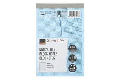 Coop Qualité & Prix Notizblock FSC A6 kariert 100 Blatt 3 Stück
