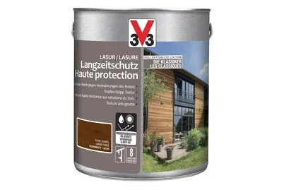 V33 Holzlasur Langzeitschutz H2O Eiche Dunkel | 2.5 l