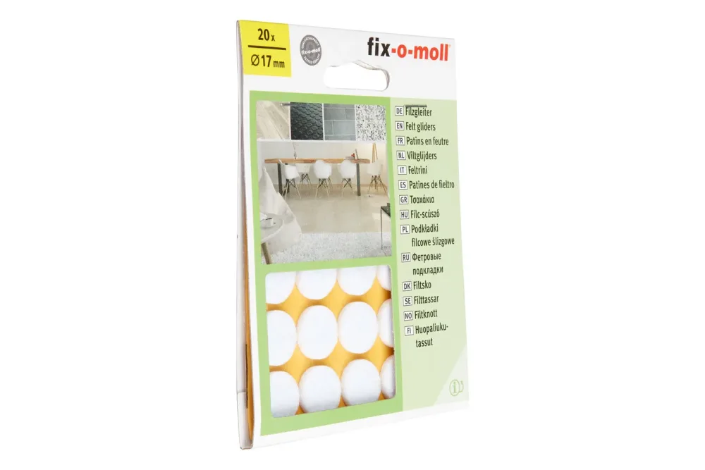 Fix-O-Moll Nadelfilzgleiter Weiss | 1.7 cm | 20 Stück