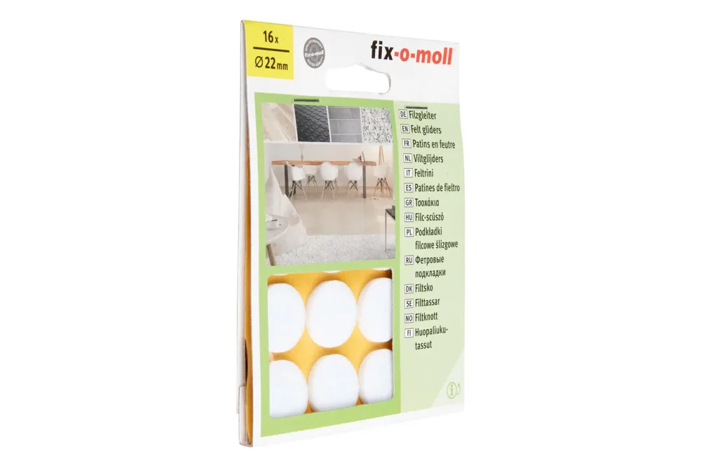 Fix-O-Moll Filzgleiter Weiss | 2.2 cm | 16 Stück
