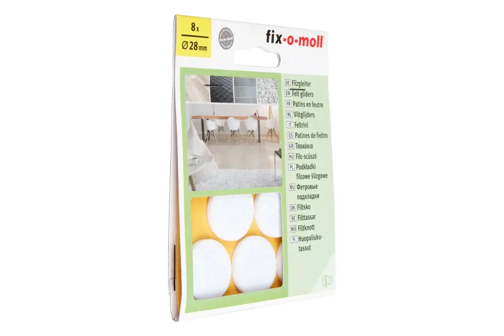 Fix-O-Moll Filzgleiter Weiss | 2.8 cm | 8 Stück