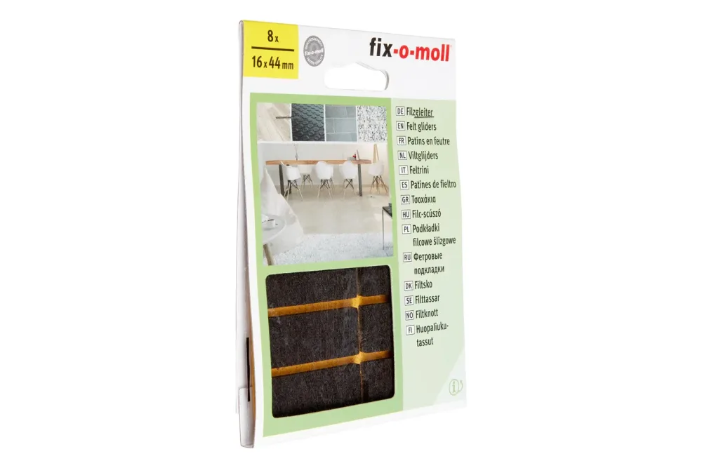 Fix-O-Moll Filzgleiter Braun | 1.6 × 4.4 cm | 8 Stück
