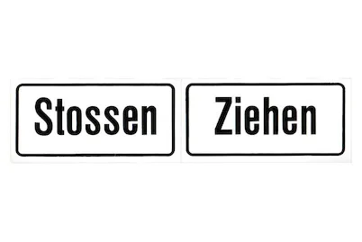 Schild Stossen und Ziehen | 20 × 5 cm