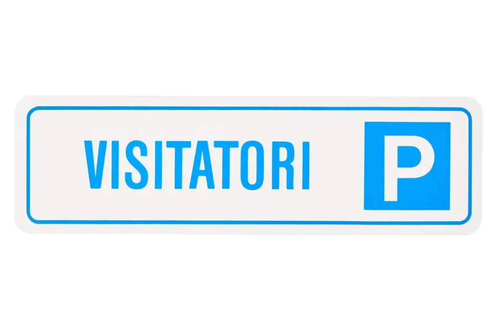 Schild «P» Visitatori | 33 × 9.5 × 0.1 cm