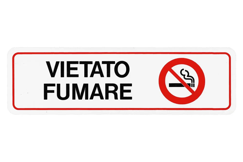 Schild «Vietato fumare» mit Symbol | 33 × 10 × 0.1 cm