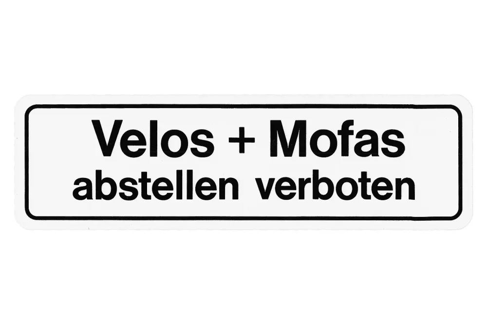 Schild Velos und Mofas Abstellen | 10 × 33 × 0.1 cm