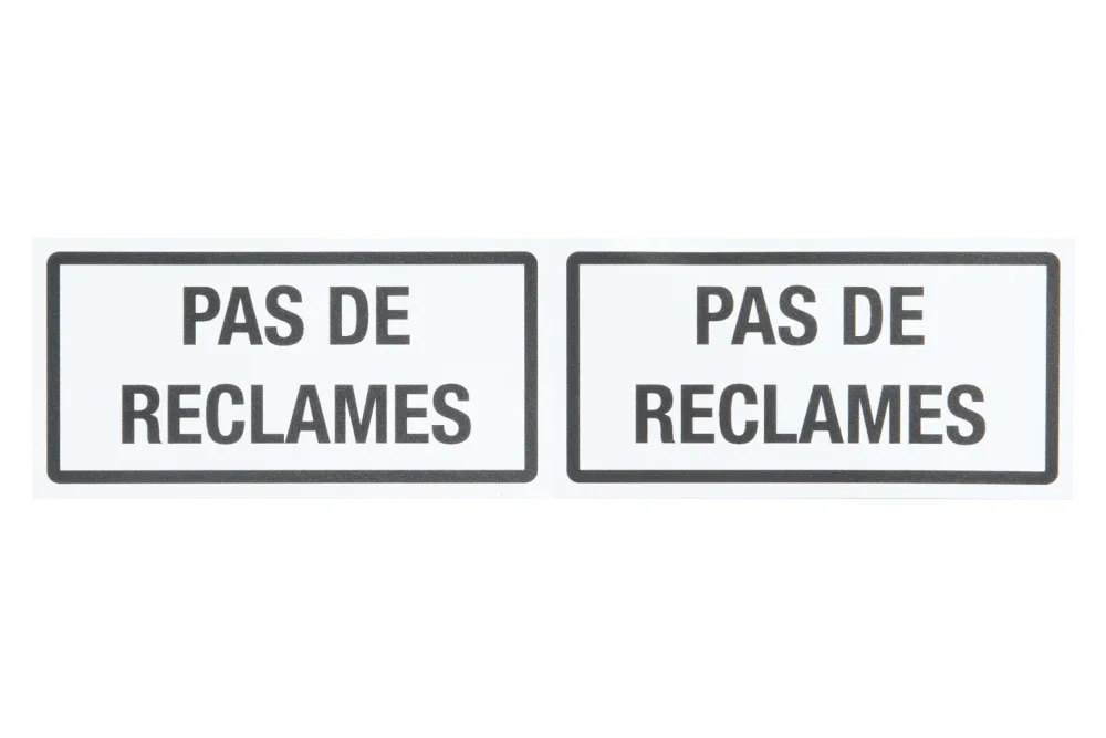 Schild Pas de Reclame | 20 × 5 × 0.4 cm