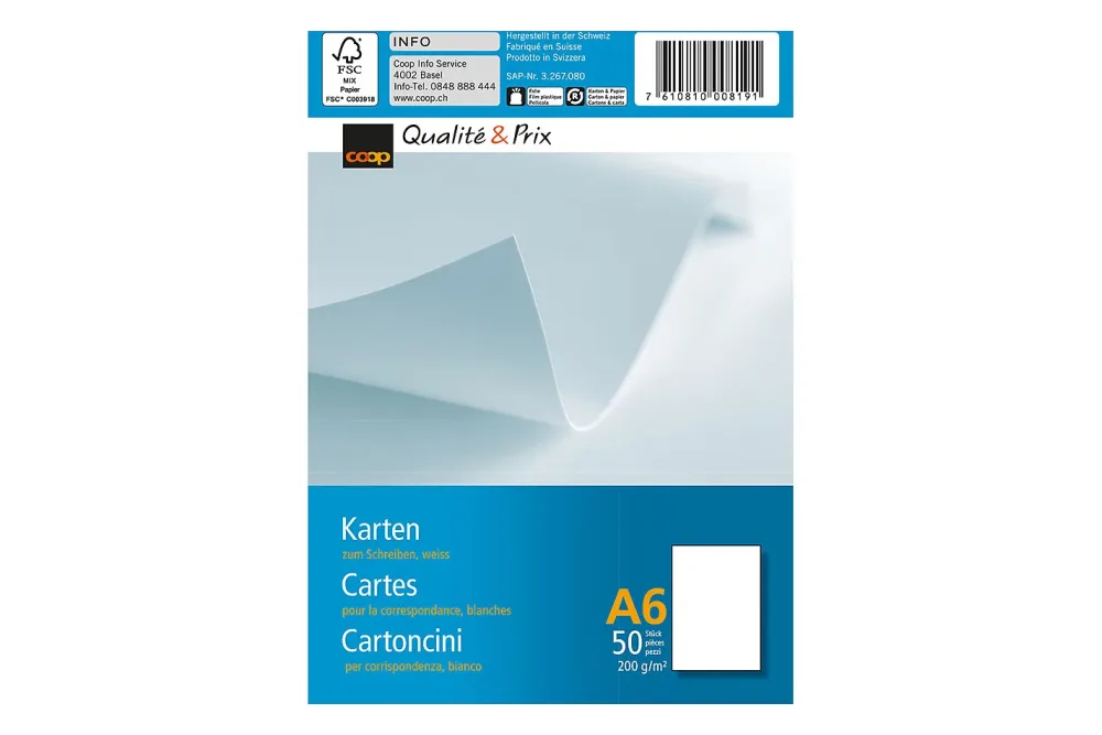Qualité & Prix Schreibkarten A6 weiss 50 Stück