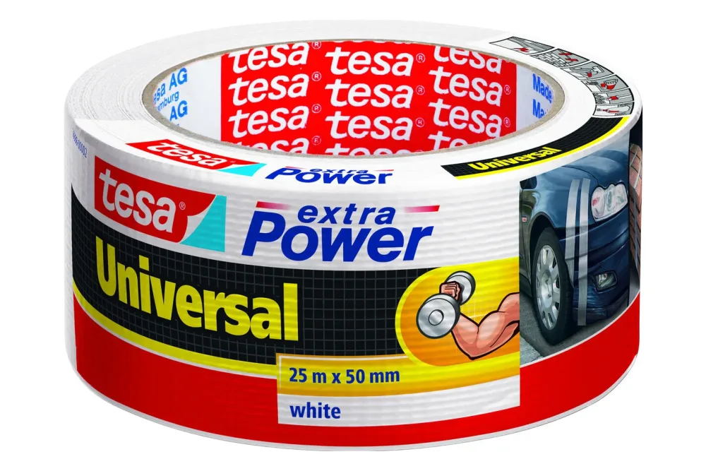 tesa Kraftklebeband extra Power Universal Weiss 50 mm (B) x 25 m (L) Kraftklebeband