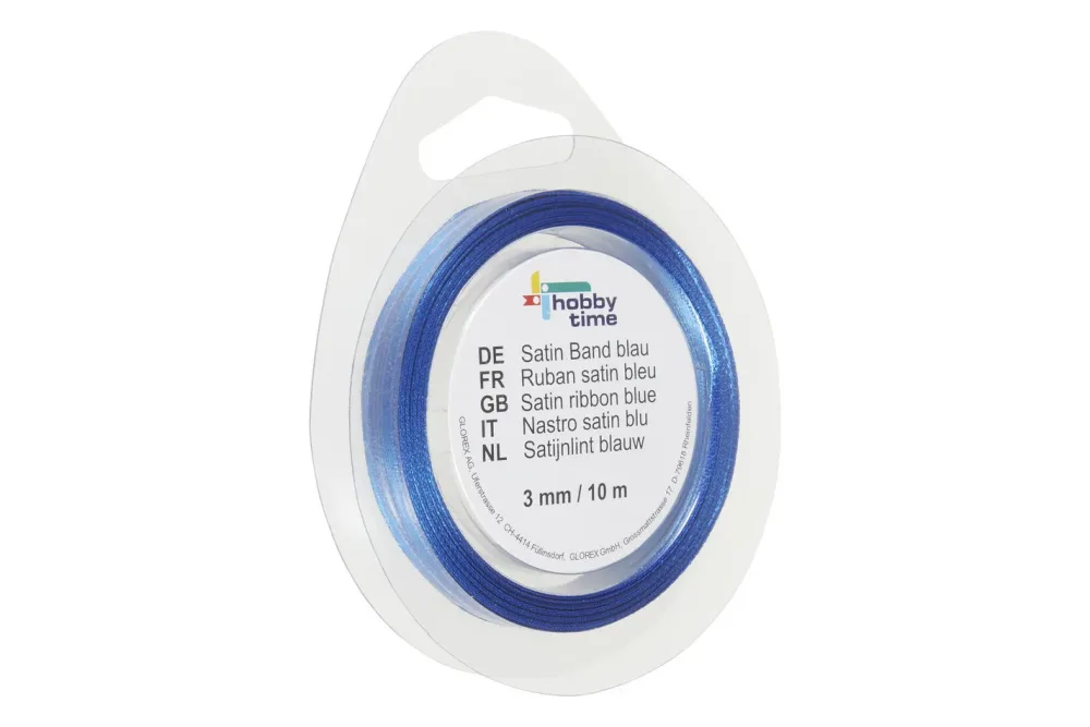 Glorex Satinband Blau | 10 m | 3 mm