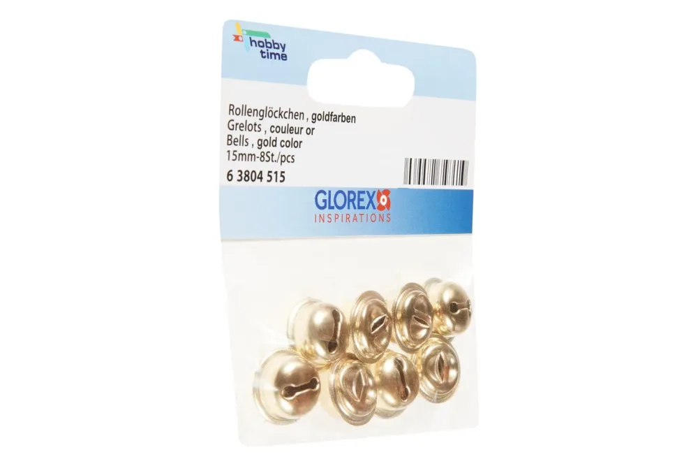 Glorex Rollenglöckchen 15 mm Gold | 8 Stück
