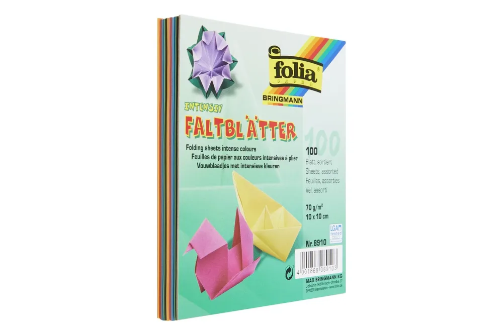 Folia Faltblätter Farbig | 10 × 10 cm | 70 g/m² | 100 Stück