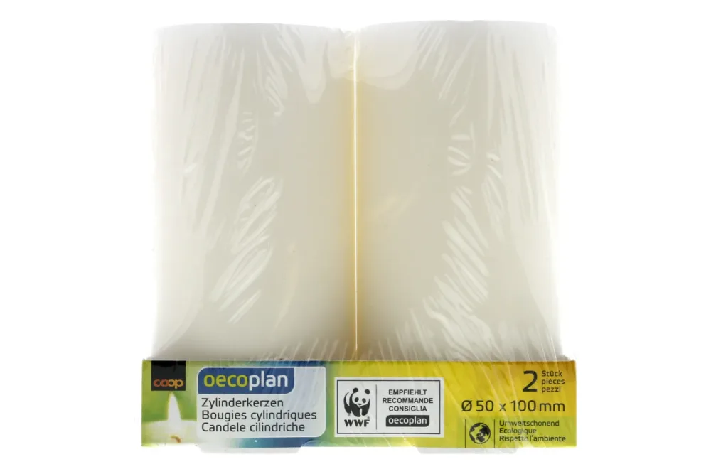 Oecoplan Zylinderkerzen 50x100mm weiss 2 Stück
