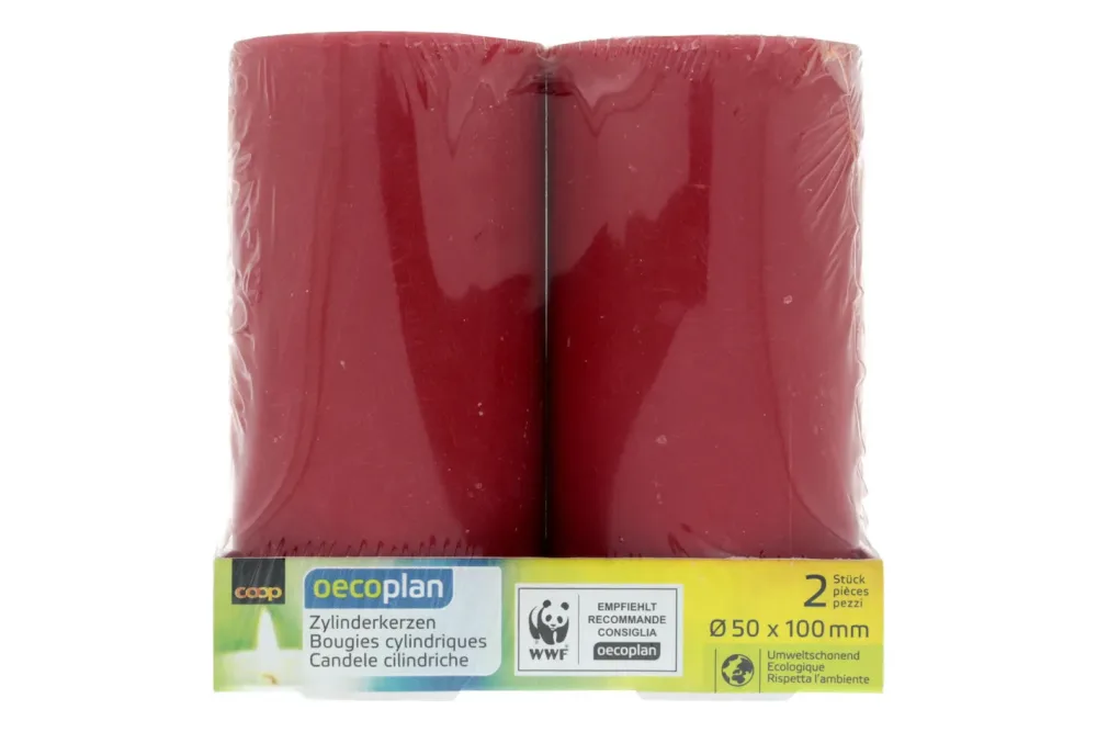 Oecoplan Zylinderkerzen rot 50x100mm 2 Stück