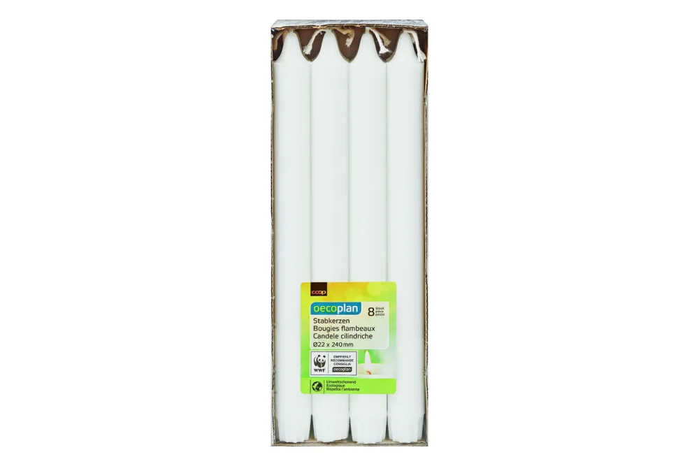 Oecoplan Kerzen weiss 22x24cm FSC 8 Stück