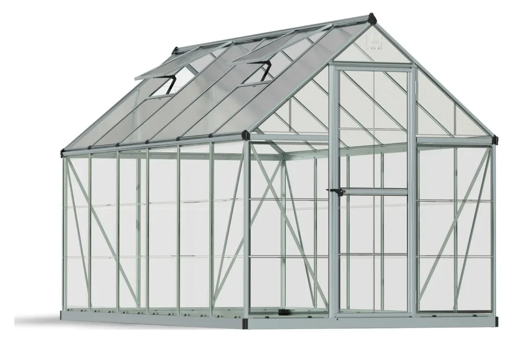 Palram Gewächshaus Hybrid Silber | 2 × 3.7 × 2 m