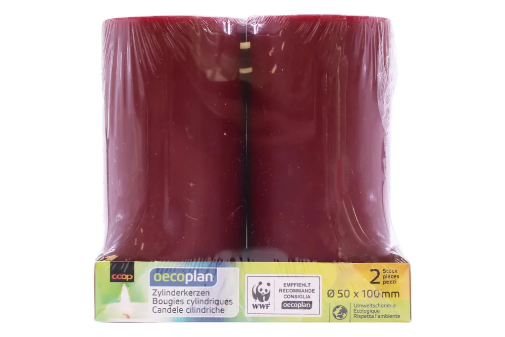 Oecoplan Zylinderkerzen 50x100 2Stk. dkl.rot