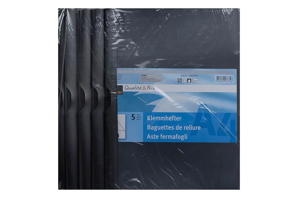 Coop Qualité&Prix Klemmhefter A4 schwarz 5 Stück