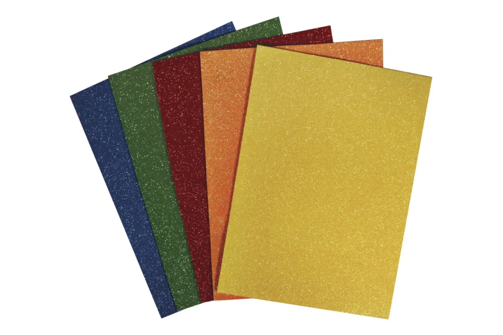 Rayher Moosgummi Platten-Set Glitter | 15 × 22 × 0.2 cm | 5 Farben | 5 Stück