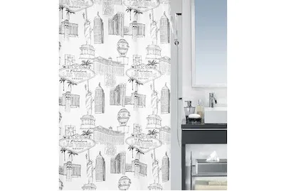 Spirella Duschvorhang Vegas Schwarz | 180 × 180 cm