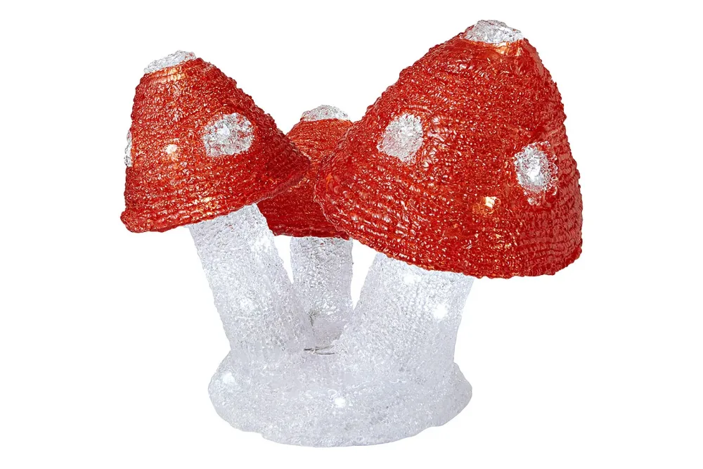LED Acrylpilze 3Stk. weiss