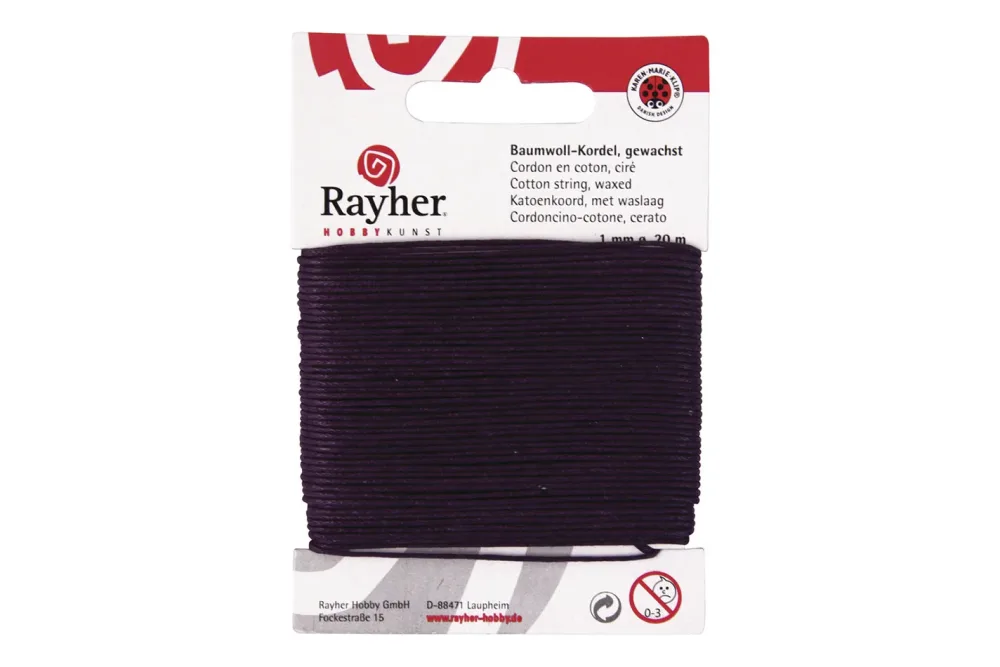 Rayher Baumwollkordel Gewachst | 20 m | ⌀ 1 mm