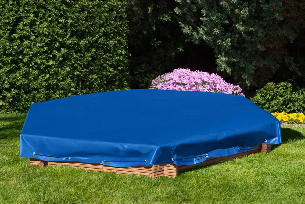 Sandkastenabdeckung für 6-Eck-Sandkasten Kunststoff Blau | 250 × 250 cm