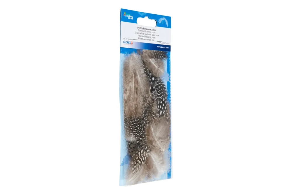 Glorex Perlhuhnfedern Mix | 3-9 cm | 15 Stück