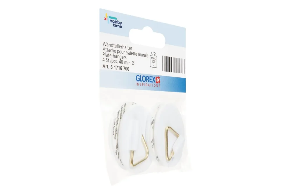 Glorex Selbstklebende Wandtellerhalter | 40 mm | 4 Stück