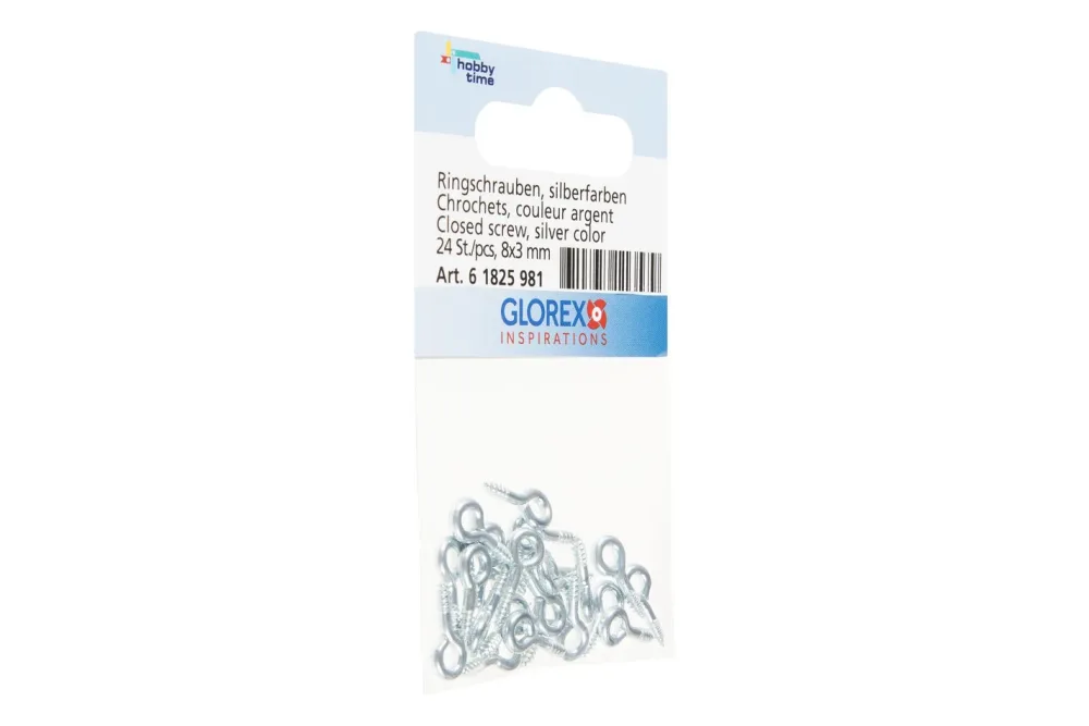 Glorex Ringschrauben Verzinkt | 8 × 3 mm | 24 Stück