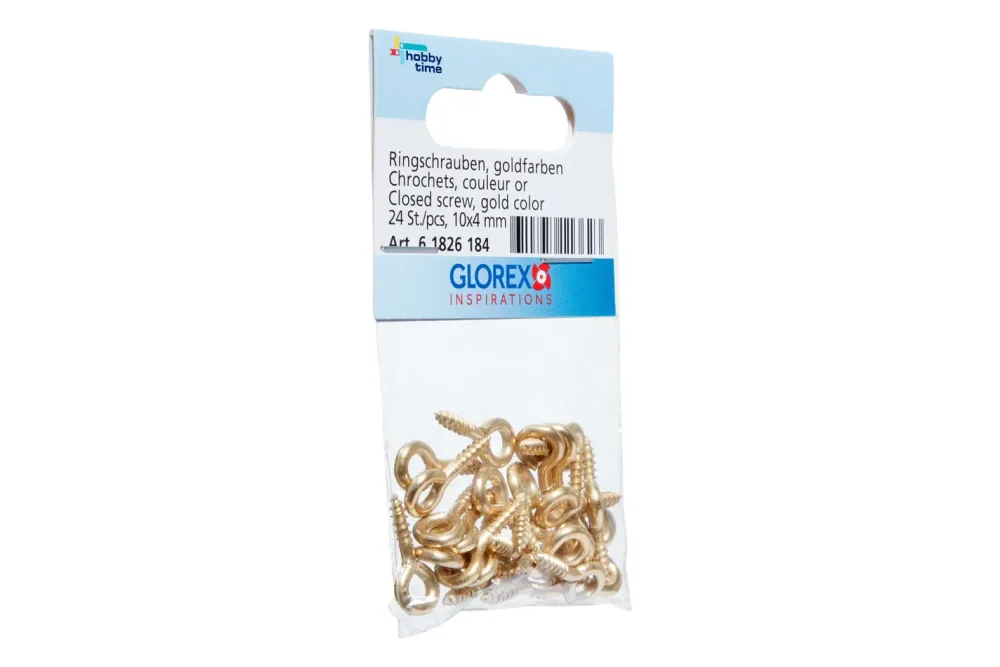 Glorex Ringschrauben Vermetallisiert | 10 × 4 mm | 24 Stück