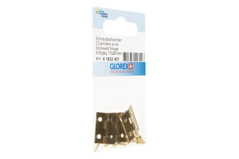 Glorex Schraubscharnier mit Miniaturschrauben | 1.7 × 2 cm | 4 Stück