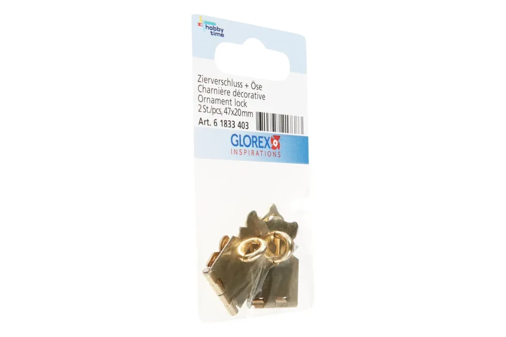 Glorex Zierscharnier mit Oese | 47 × 20 mm | 2 Stück