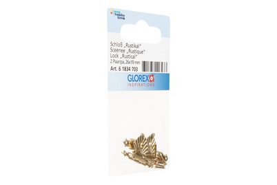 Glorex Etui-Verschluss Rustikal mit Beschlagstiften Goldfarben | 26 × 19 mm | 2 Pa