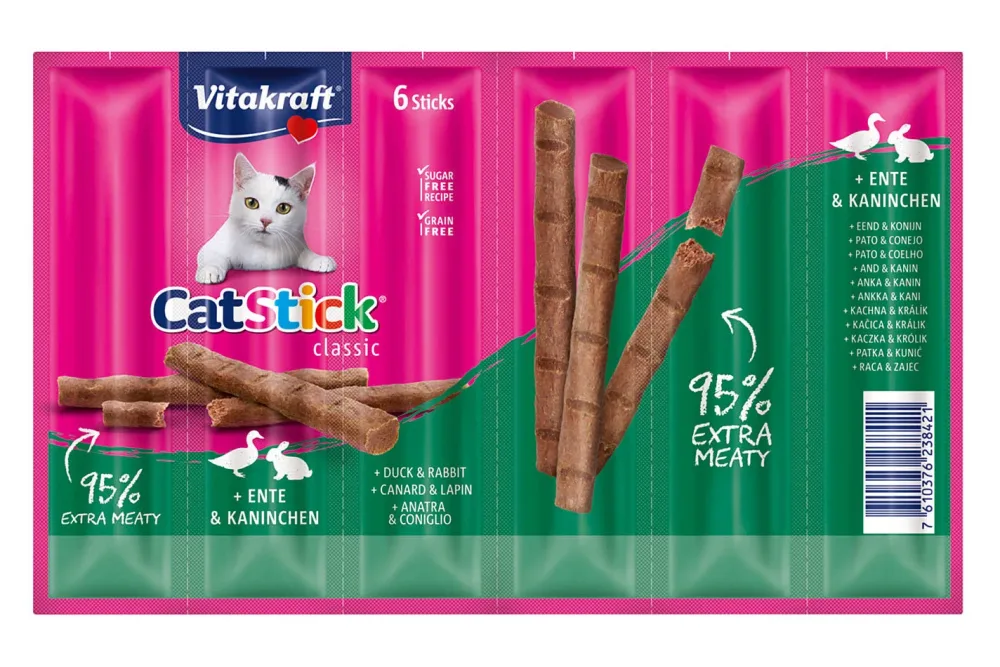 Vitakraft Cat Katzensnack Stick Ente & Kaninchen 6 Stück