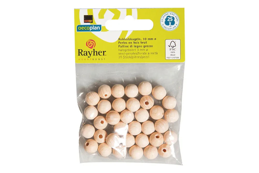 Rayher Rohholz-Kugeln | ⌀ 1 cm | 35 Stück