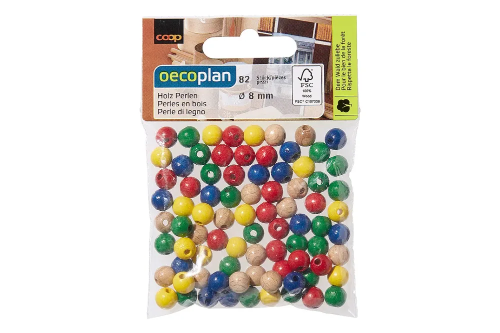 Oecoplan Holzperlen Poliert | ⌀ 8 mm | 82 Stück