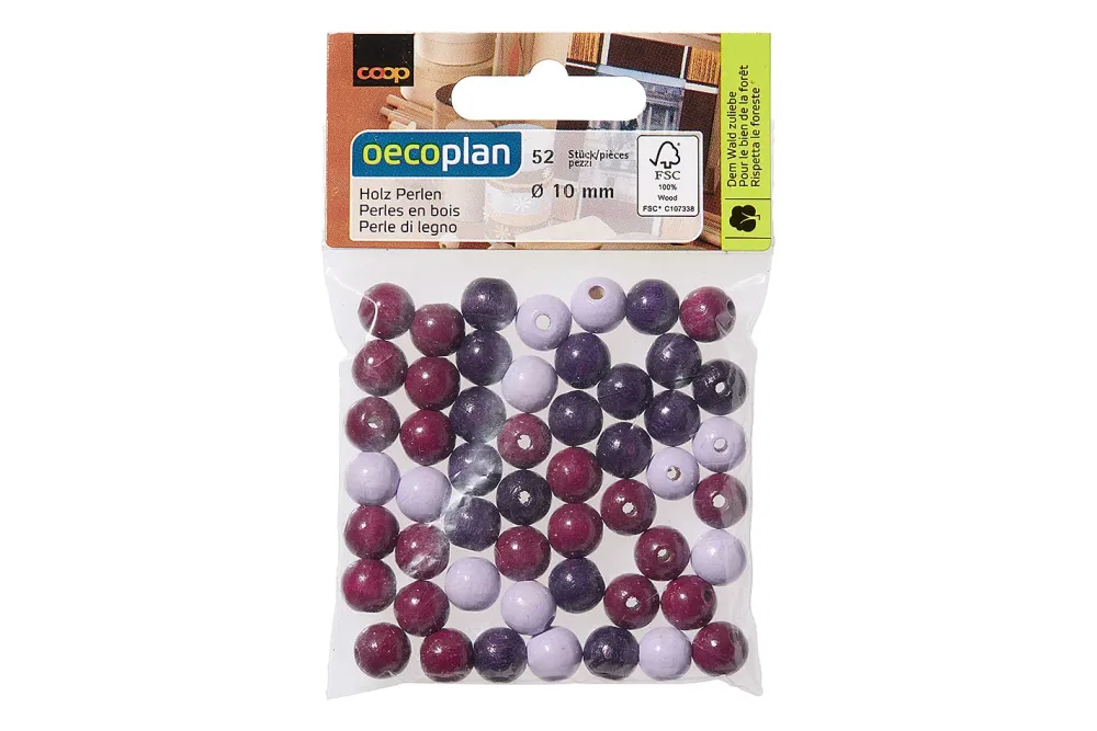 Oecoplan Holzperlen Mischung Poliert | ⌀ 10 mm | 52 Stück