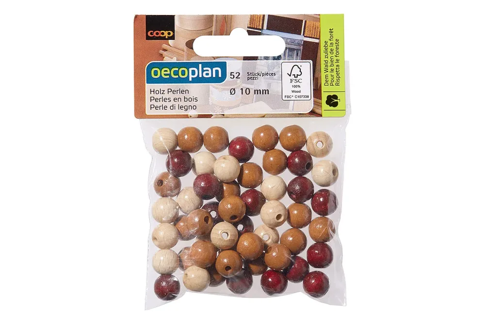 Oecoplan Holzperlen Mischung | ⌀ 1 cm | 52 Stück