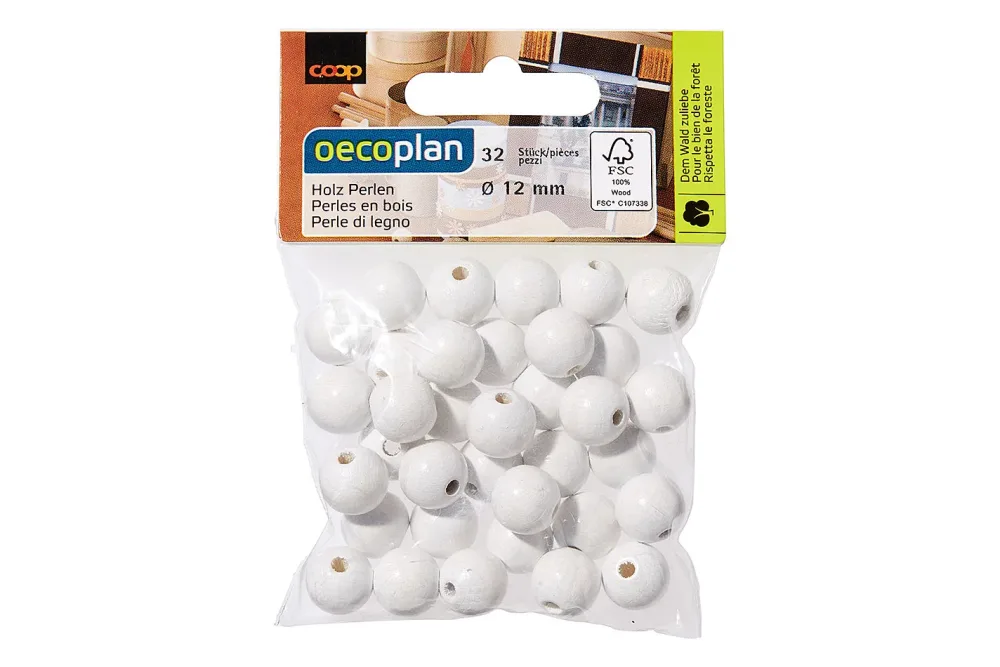 Oecoplan Holzperlen FSC 100% | 1.2 cm | 32 Stück