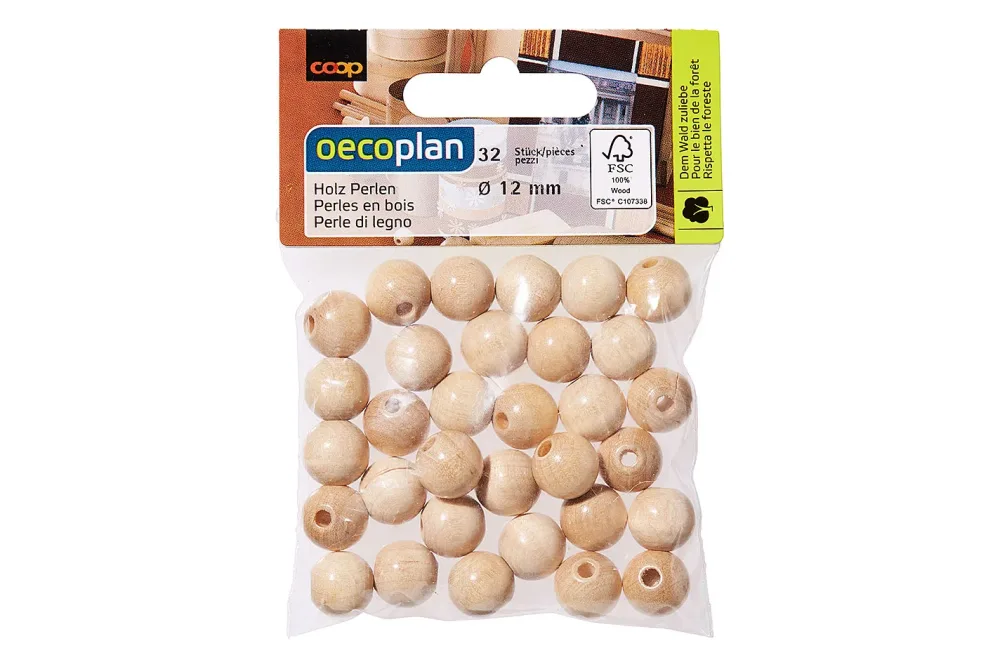Oecoplan Holzperlen Poliert | 1.2 cm | 32 Stück