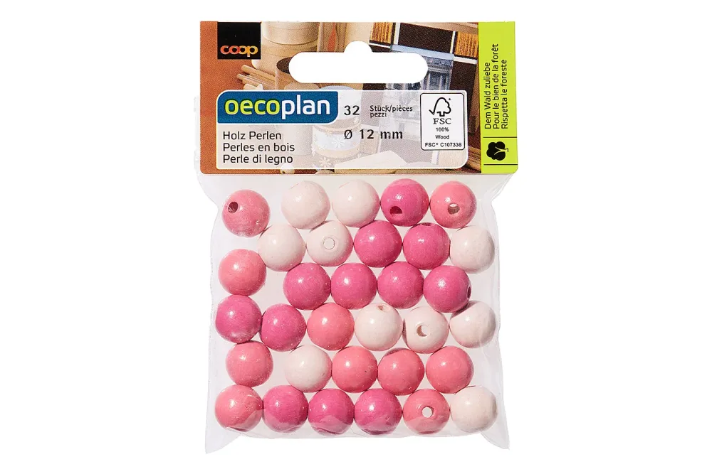 Oecoplan Holzperlen Mischung | ⌀ 1.2 cm | 32 Stück