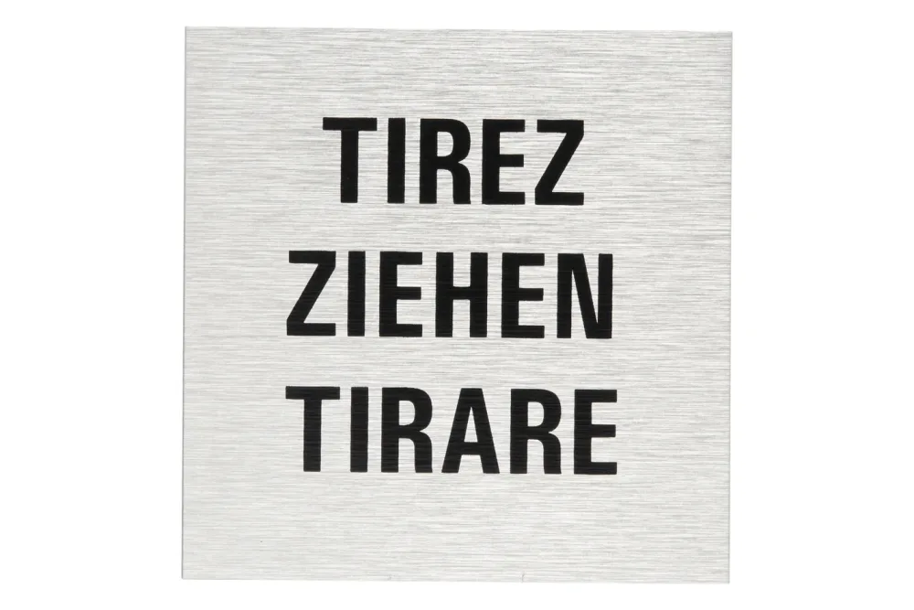 Schild «Tirez | Ziehen | Tirare» | ⌀ 8 cm