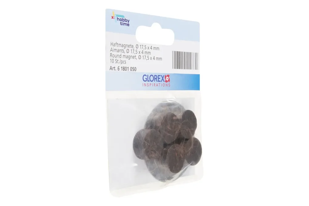 Glorex Haftmagnete Rund Schwarz | ⌀ 17.5 × 4 mm | 10 Stück