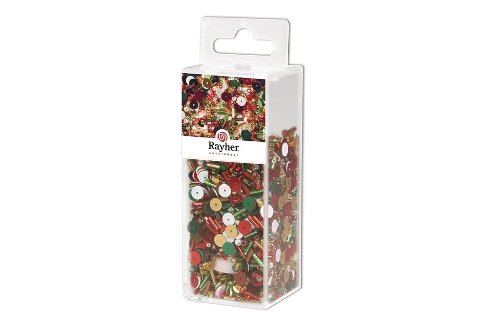 Rayher Pailletten-Glasperlenmix mit Draht | 90 g | 50 m