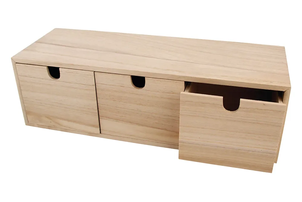 Rayher Holz-Kommode mit 3 Schubladen | 37.5 × 13 × 11.5 cm